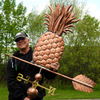 Todd holding Large Pineapple Weather Vane for Size Reference