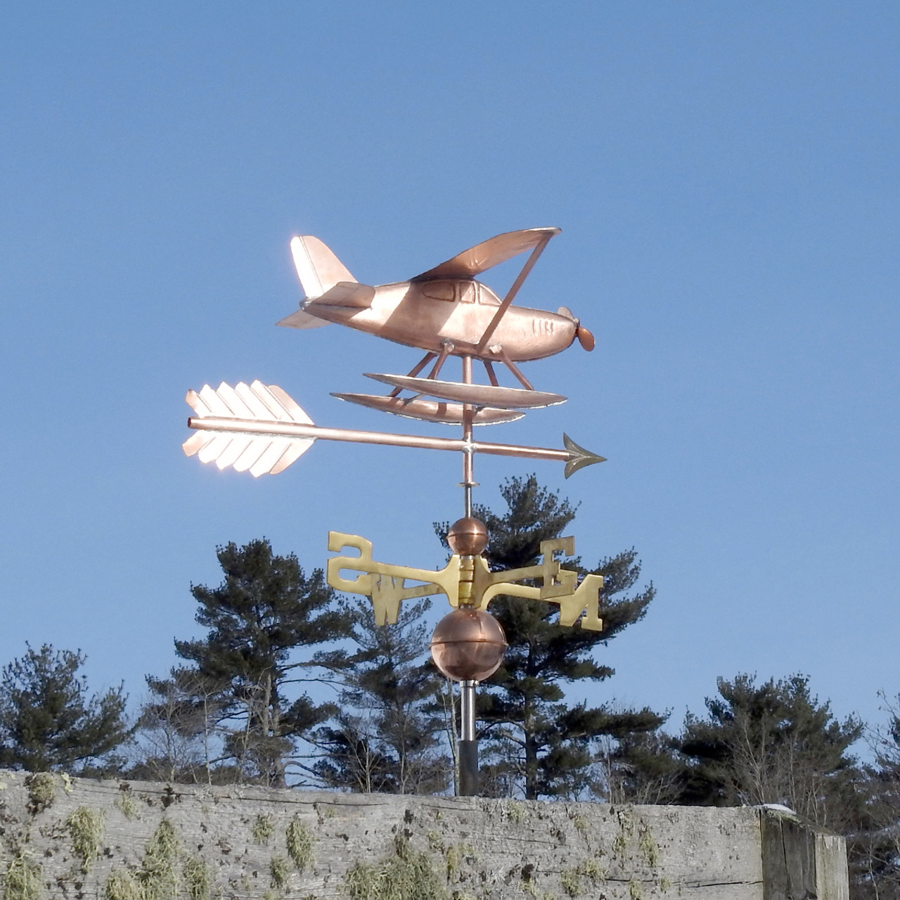 Copper Seaplane Weathervane - Handmade in USA