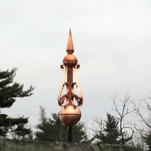 Copper Rooftop Finial with scrolls