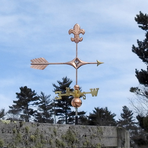 Copper Northern Arrow Weathervane with Fleur de Lis Topper