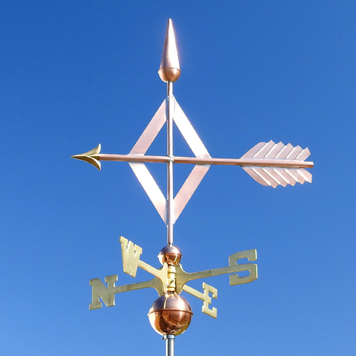 Handcrafted Copper Diamond Arrow Wind Vane