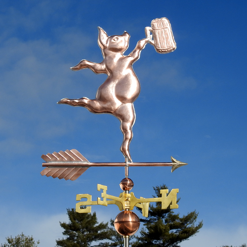 Pig with Beer Mug Weathervane