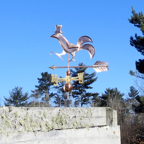 Copper Rooster wearing a Top Hat Weathervane