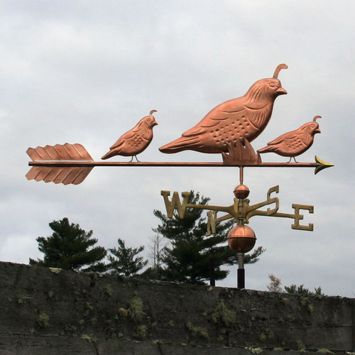Copper Large Quail with Babies Weathervane