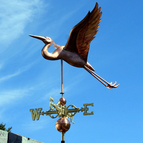 Copper Heron in Flight Weathervane