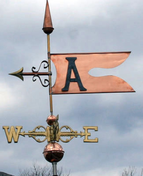 Copper Banner with Letter Weathervane