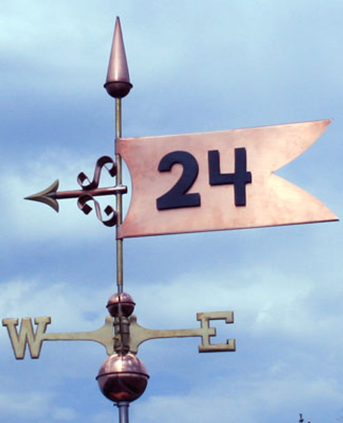 Copper Banner Weathervane with Lettering or Numbers