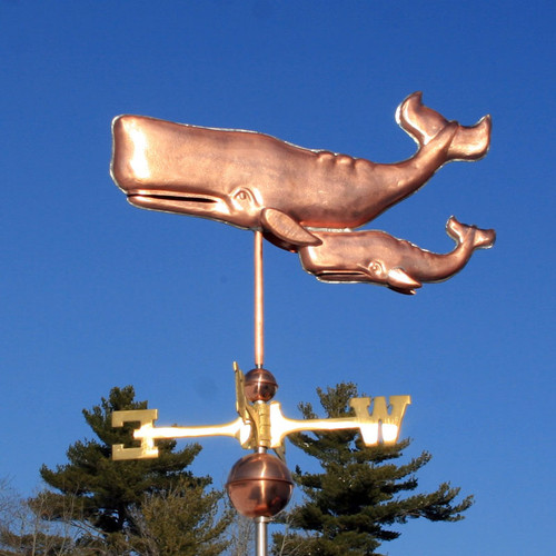 Copper Whale with Calf Weathervane