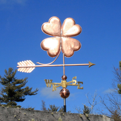 Copper Lucky Four Leaf Clover Weathervane