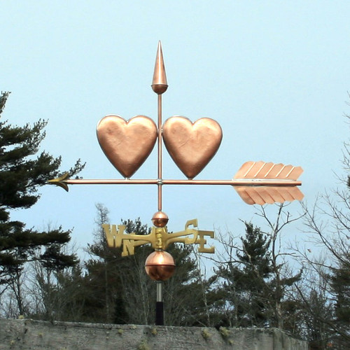 Copper Twin Hearts Weathervane