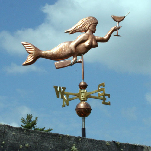 Mermaid with Martini and Bottle Mermaid Weather vane