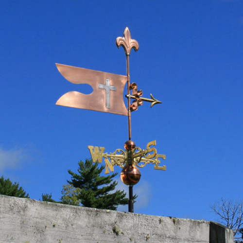 Copper Banner with Cross Weathervane