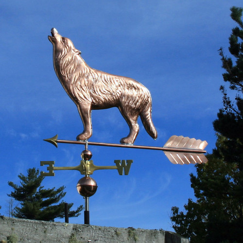 Copper Howling Wolf Weathervane