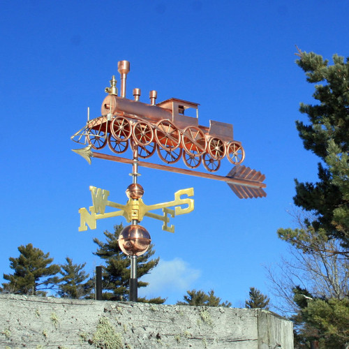 Copper Train Engine Weathervane