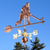 Handmade Copper Ice Hockey Player Weather Vane Home Decor