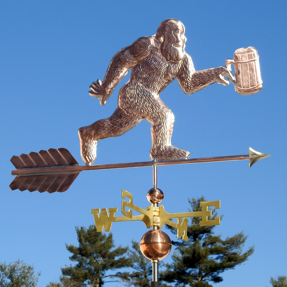 Big Foot Weathervane with Big Foot Holding a Beer