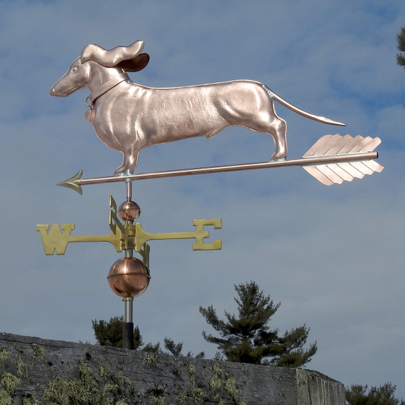 Dachshund Weathervane wearing a Collar