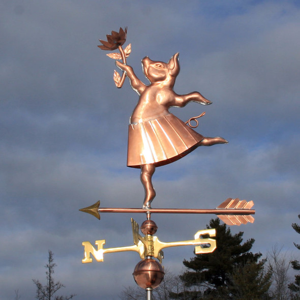 Dancing Pig with Flower Weather vane