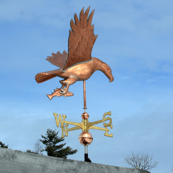 Copper Large Eagle Weather vane Catching a Fish