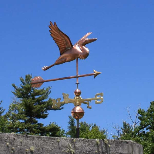 Copper Flying Heron Weathervane with Arrow