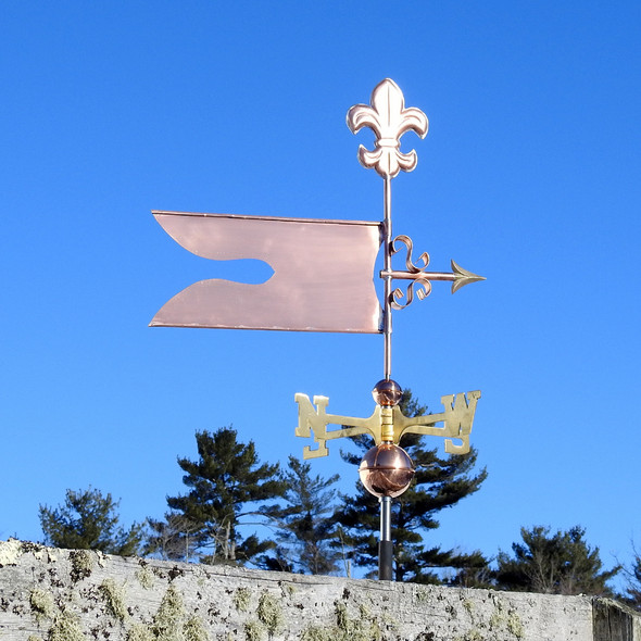 banner weathervane with fleur de lis