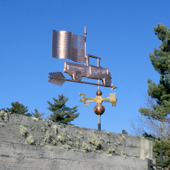 Pickup Truck with Flag Weather vane