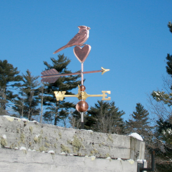 Cardinal Perched on a Heart Weather vane