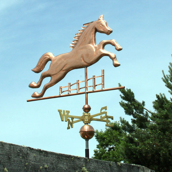 Copper Horse Jumping a Fence Weathervane