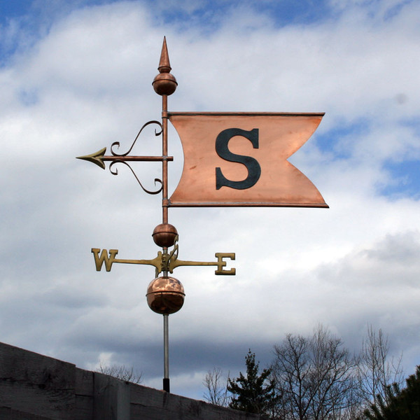 Copper Large Banner Weather vane with Letter