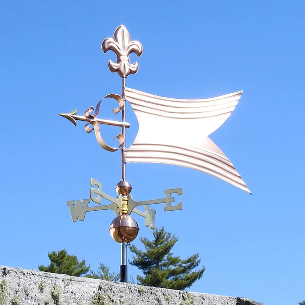Weather vane Banner with Fleur de Lis - Handmade in USA