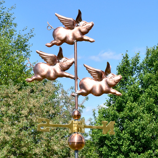 Copper Flying Pigs Weather vane