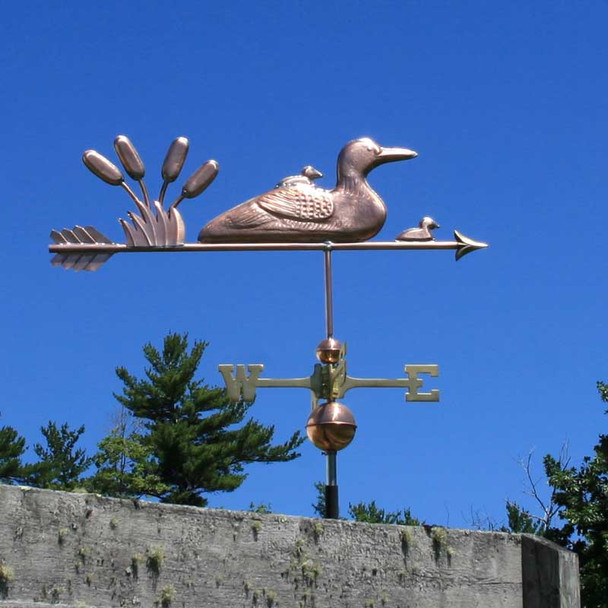 Loon and Chicks Weather vane with Cattails