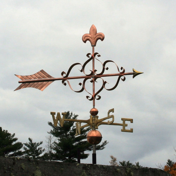 Large Fancy Arrow Weather vane and Fleur de Lis