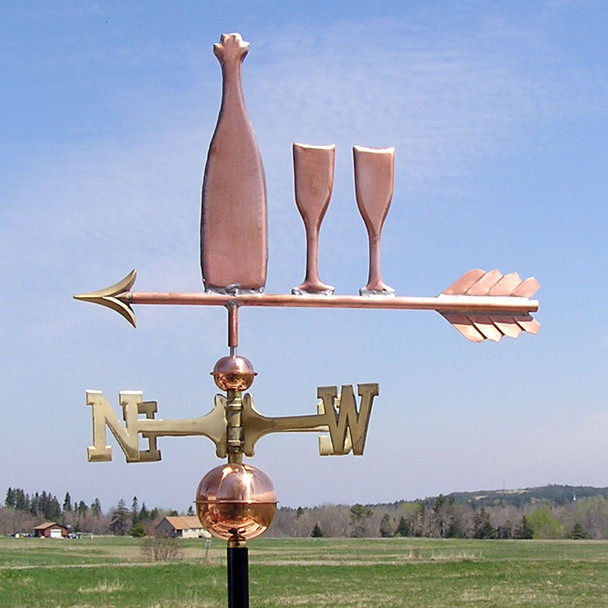 Wine Bottle with Glasses Weather vane