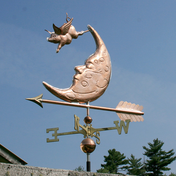 Pig Flying over the Moon Weather vane