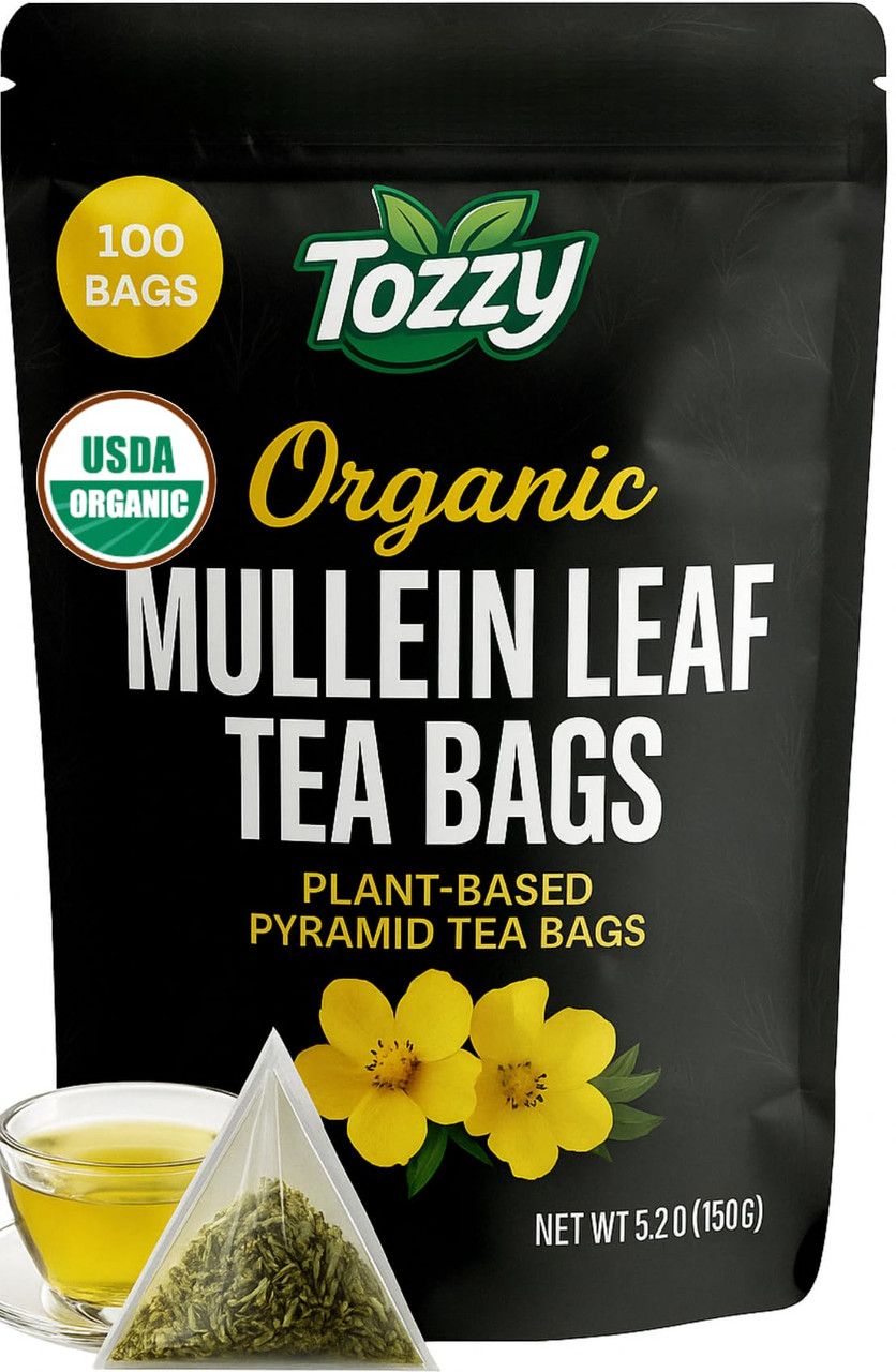 Tozzy Tea Tozzy Organic Mullein Tea – 100 Count, Plant-Based Pyramid Tea Bags ...