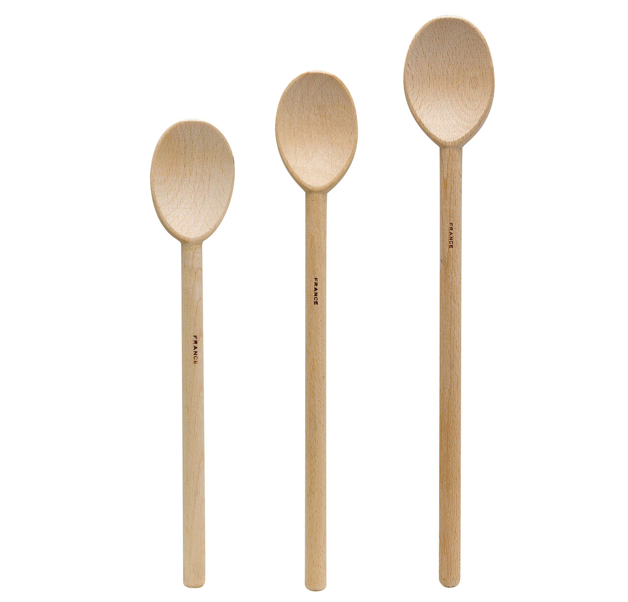HIC Kitchen Classic French Beechwood Spoons, Made in France, Includes 10-Inch, 12-Inch, and 14-Inch, Set of 3