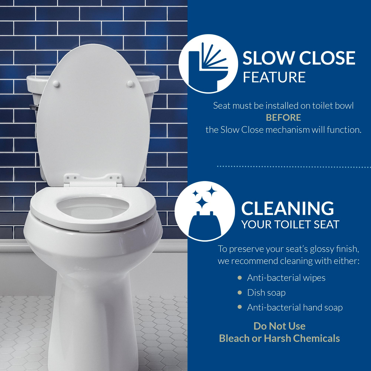 Bemis Classic Colors Slow Close Toilet Seat, Easy Clean Hinges and ...