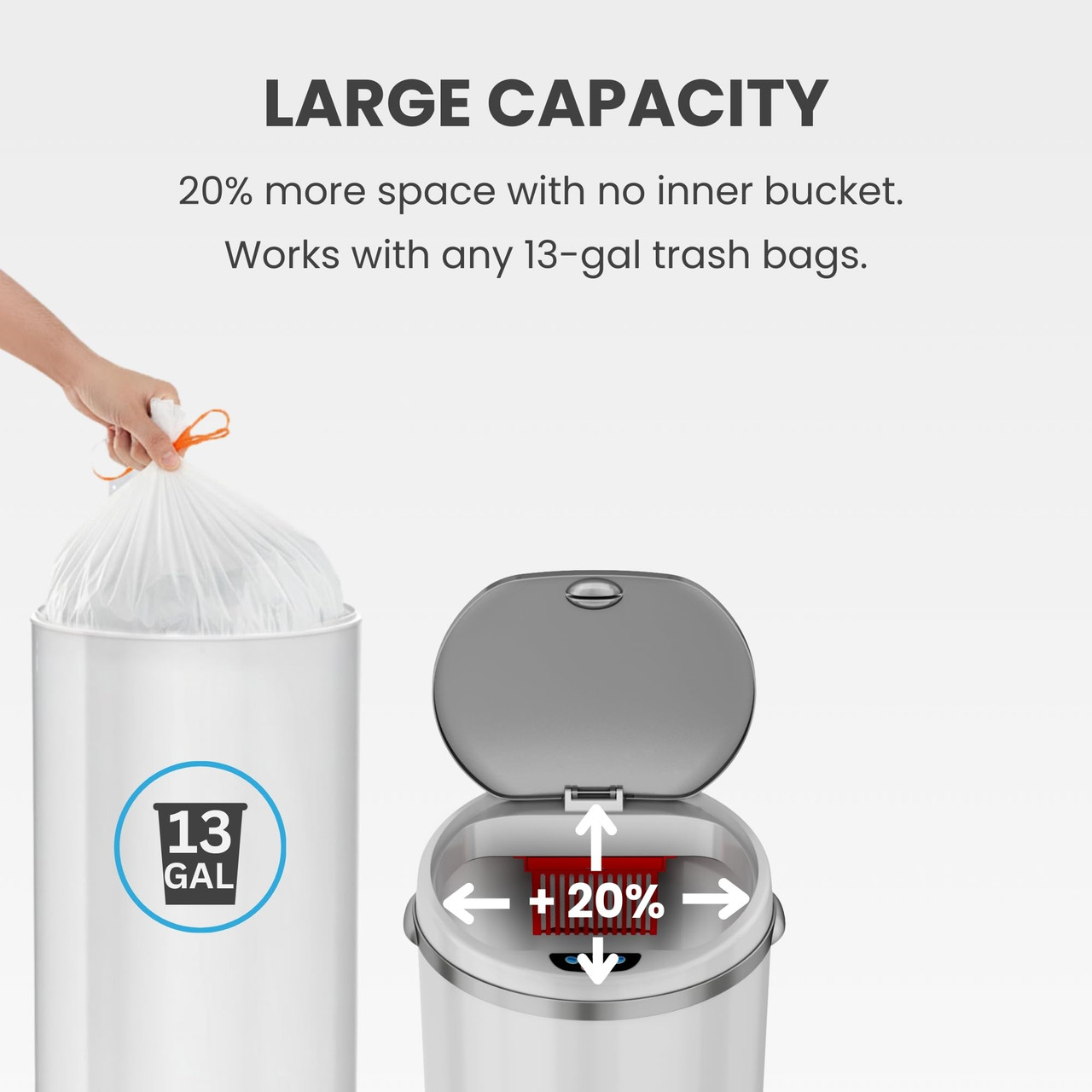 iTouchless 13 Gallon Touchless Sensor Trash Can with Odor Filter System ...