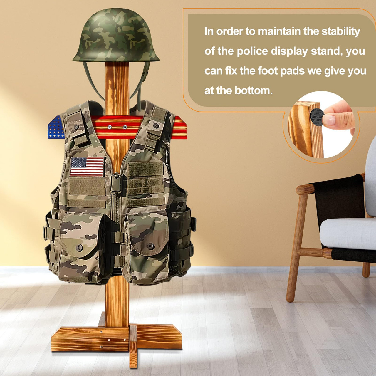 Cinnvoice Tactical Armor Stand, Wooden Military Gear Hanger, Police ...