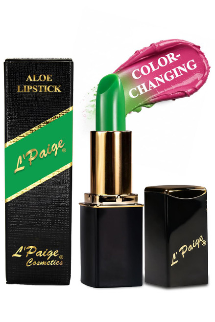 L’Paige LGR – Green to Pink Color-Changing Lipstick and Lip Stain | Bold Pink-Fuchsia Satin Finish | Aloe Vera, Long-Lasting, Moisturizing Formula for Smooth, Hydrated Lips