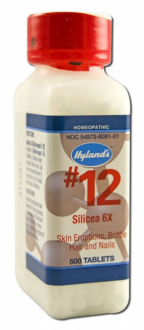 Hyland’s Homeopathic Cell Salts #12 Silicea 6X Tablets, Natural Relief of Skin Eruptions, Brittle Hair and Nails, 500 Count