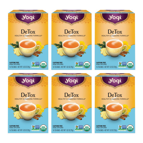 Yogi Tea DeTox Tea - 16 Tea Bags per Pack (6 Packs) - Organic Detox Tea for Digestive & Circulation Support - Includes Burdock, Dandelion, Ginger Root, Black Pepper, Cardamom & Juniper Berry