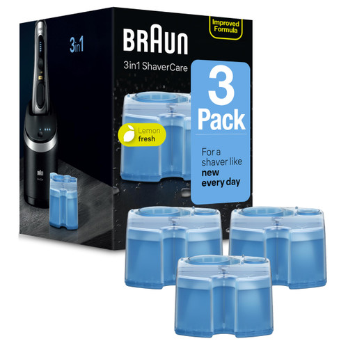 Braun Clean & Renew Refill Cartridges CCR, Replacement Shaver Cleaner Liquid Solution for Clean&Charge System, Pack of 3
