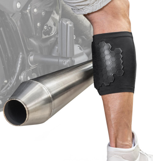 BurnJacket Motorcycle Exhaust Pipe Burn Protective Sleeve Leg Guard - Extra Wide, Dual Layer Protection, Fits 12.5-16 Inch Calf - Heat Shield for Legs, Calf Guard - Premium Motorcycle Accessories