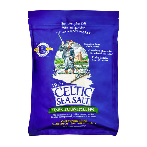Celtic Sea Salt, Fine Ground Mineral Sea Salt, 5 lb Resealable Bag, Unrefined, Vital Minerals, Family Founded Since 1976, Dry Brine Turkey