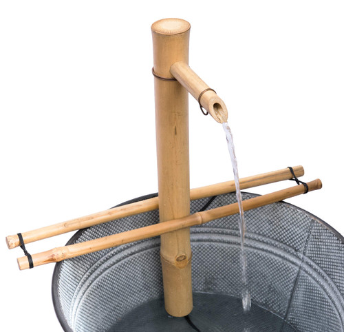 Bamboo Accents 18" Large Adjustable Garden Fountain Kit with Pump - Dramatic Outdoor Water Feature Patio Decor (Container Not Included)