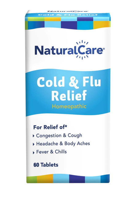 NaturalCare Cold & Flu Relief, Homeopathic Tablets, 60ct | May Provide Support Through Congestion, Cough, Headache, Sore Throat, Runny Nose, Body Aches, Fever, Chills