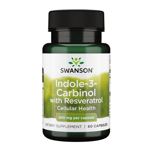 Swanson Indole-3-Carbinol with Resveratrol - I3C Supplement Promoting Cellular Protection - Natural Supplement to Help Maintain Healthy Hormone Balance - (60 Capsules, 200mg Each)