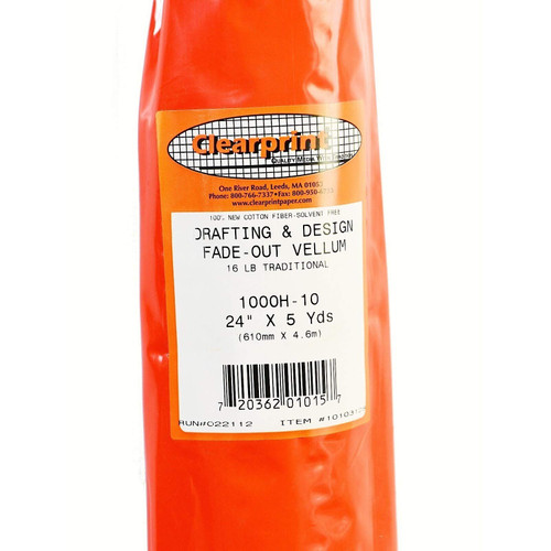 Clearprint 36" x 20 Yards 1000H Vellum Roll with 10x10 Fade-Out Grid, 16 lb., 100% Cotton, 1 Each